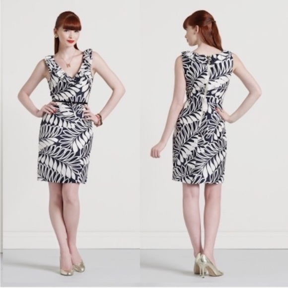 Kate Spade Elegant Black and White Leaf Print Dress - Picture 9 of 10